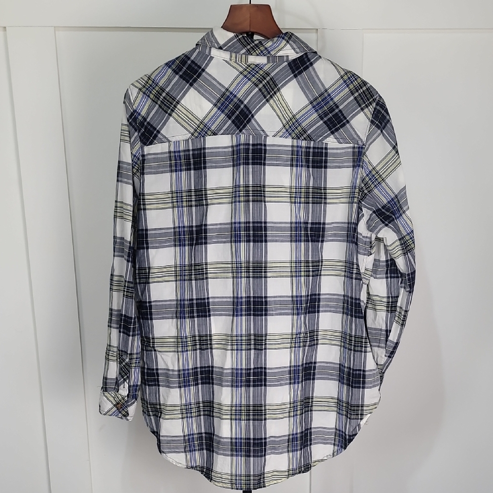 Cato Yellow, Navy & White Plaid Button-Up Shirt Sizec18/20W - Picture 6 of 6